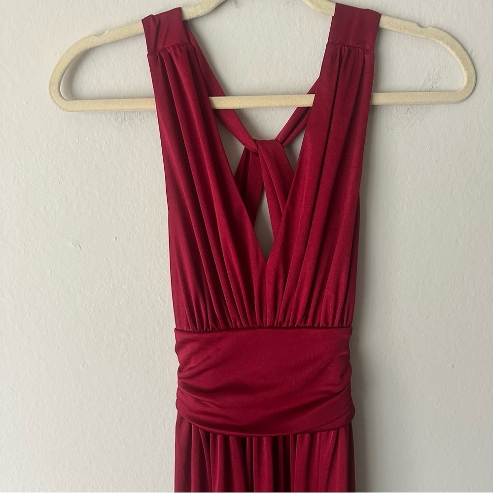 Express Wedding Formal Holiday Party Maxi Gown Dress in Burgundy Red Small NWT - Picture 7 of 12